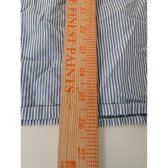 Talbots Stripe Shirt Womens Size 2X Blue 3/4 Sleeves Boho Lace Ruffle Cotton - Picture 15 of 15
